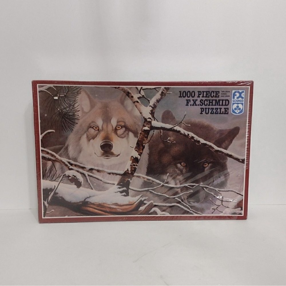 New 1000 Piece FX Schmid Jigsaw Puzzle Wolves Eyes In The Mist 1998 Sealed Read